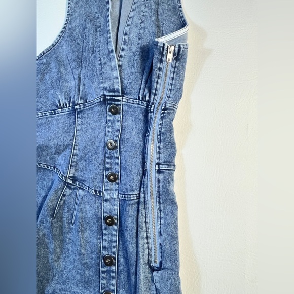 Selfie Leslie Side Zip Blue Denim Mini Sleeveless Dress Small NWT - Picture 6 of 14